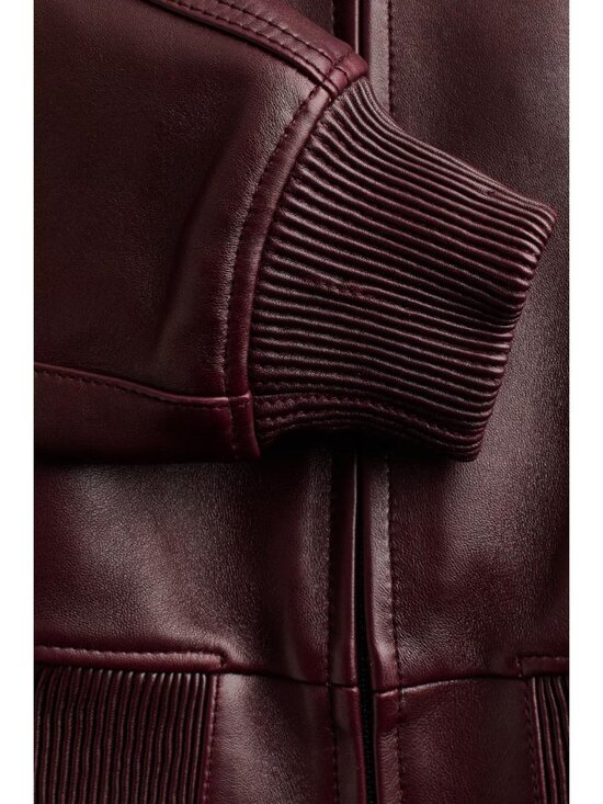 H&M LEATHER BOMBER JACKET - Picture 5 of 6